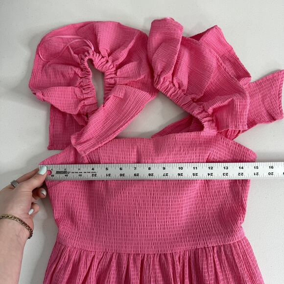 Mi Ami Francesca's Dress Womens Small Pink Ruffle Flutter Sleeve Open Back Prep - Picture 9 of 14